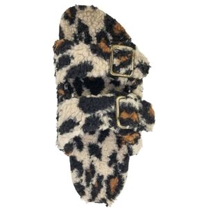 Leopard Print Fuzzy Slip ons